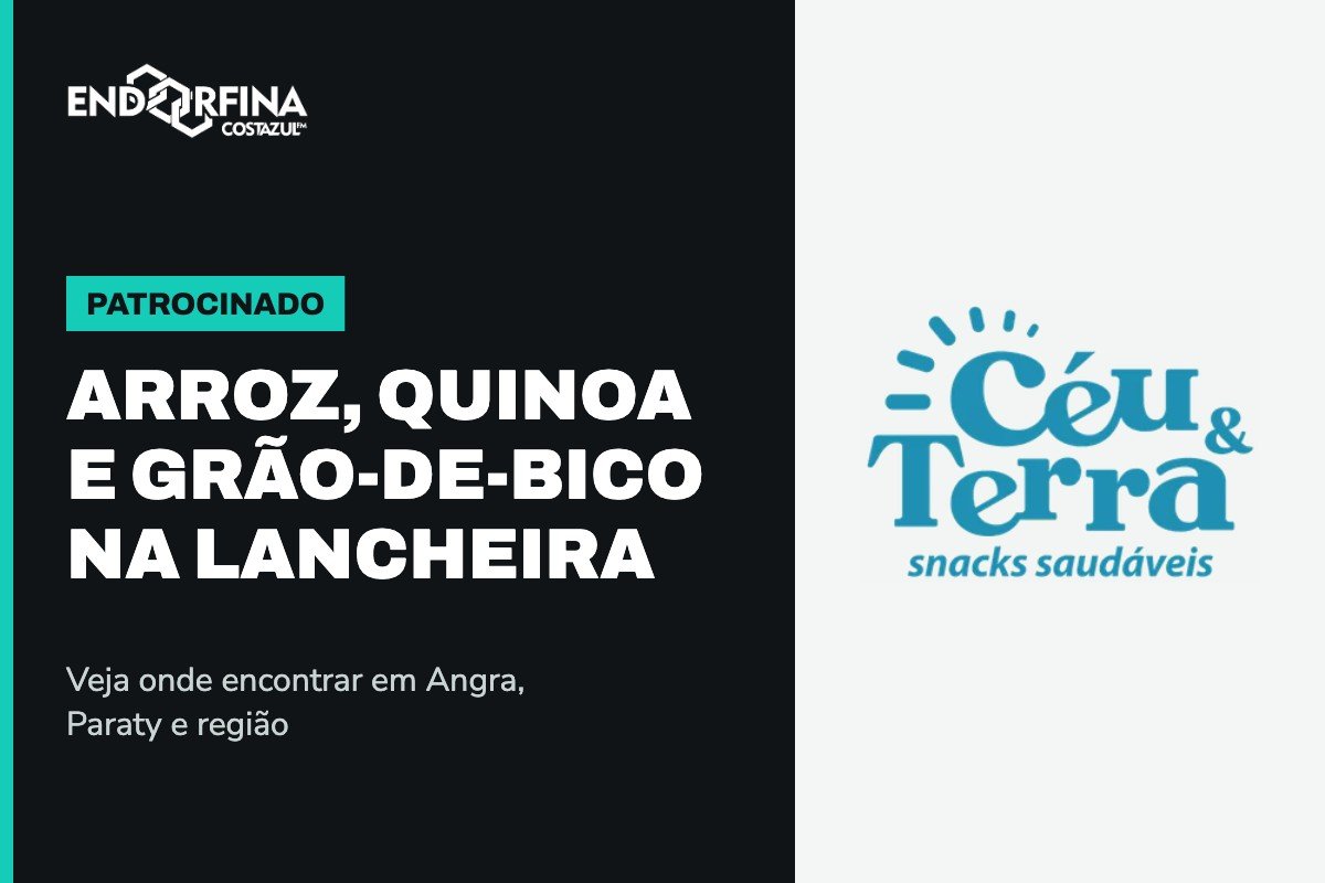 Arte do Endorfina com o logo da Snacks Céu & Terra, conteúdo patrocinado